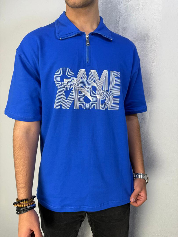 تیشرت باکسی پاییزه دورس مردانه آبی شالی