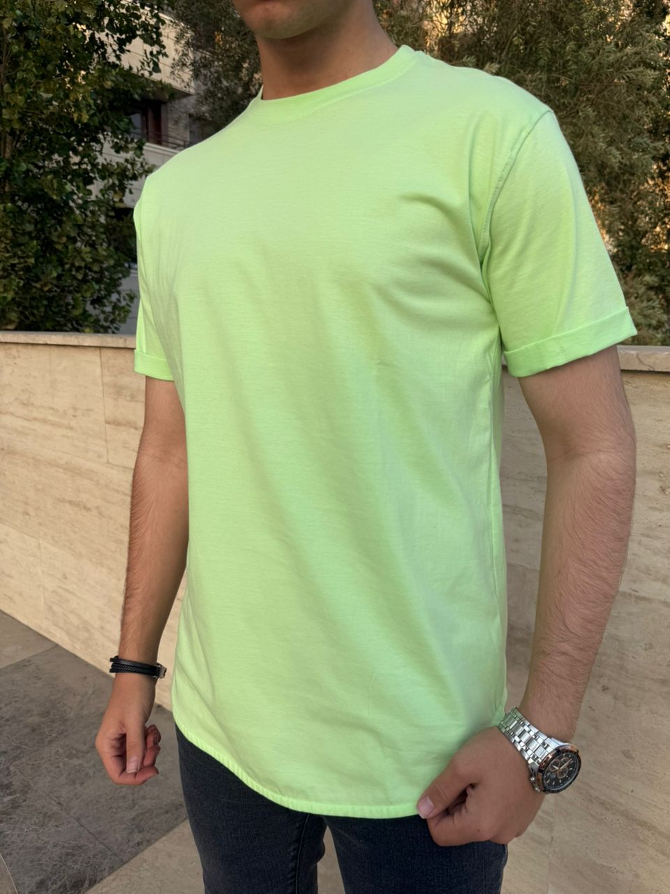 تیشرت تمام پنبه ساده سبز