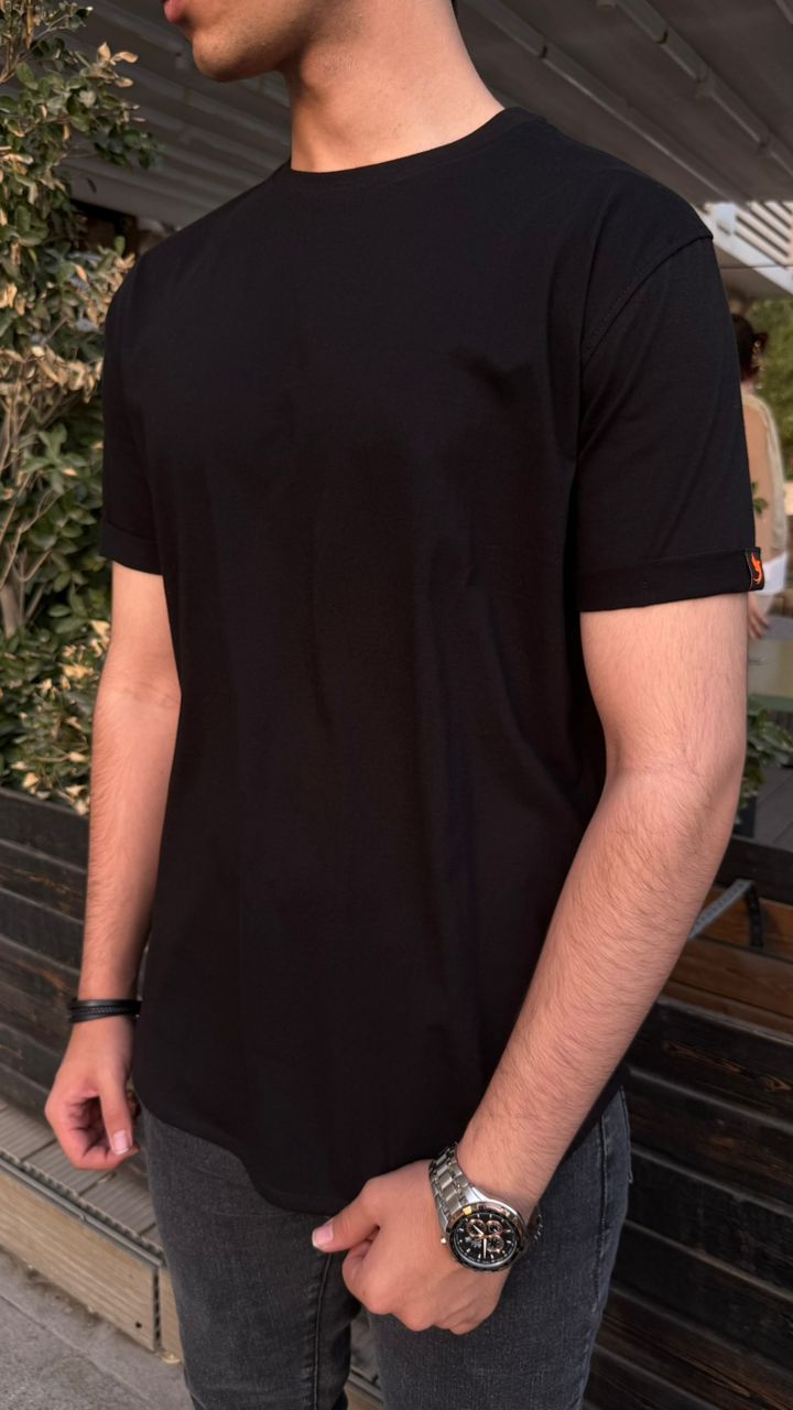 تیشرت تمام پنبه ساده مشکی