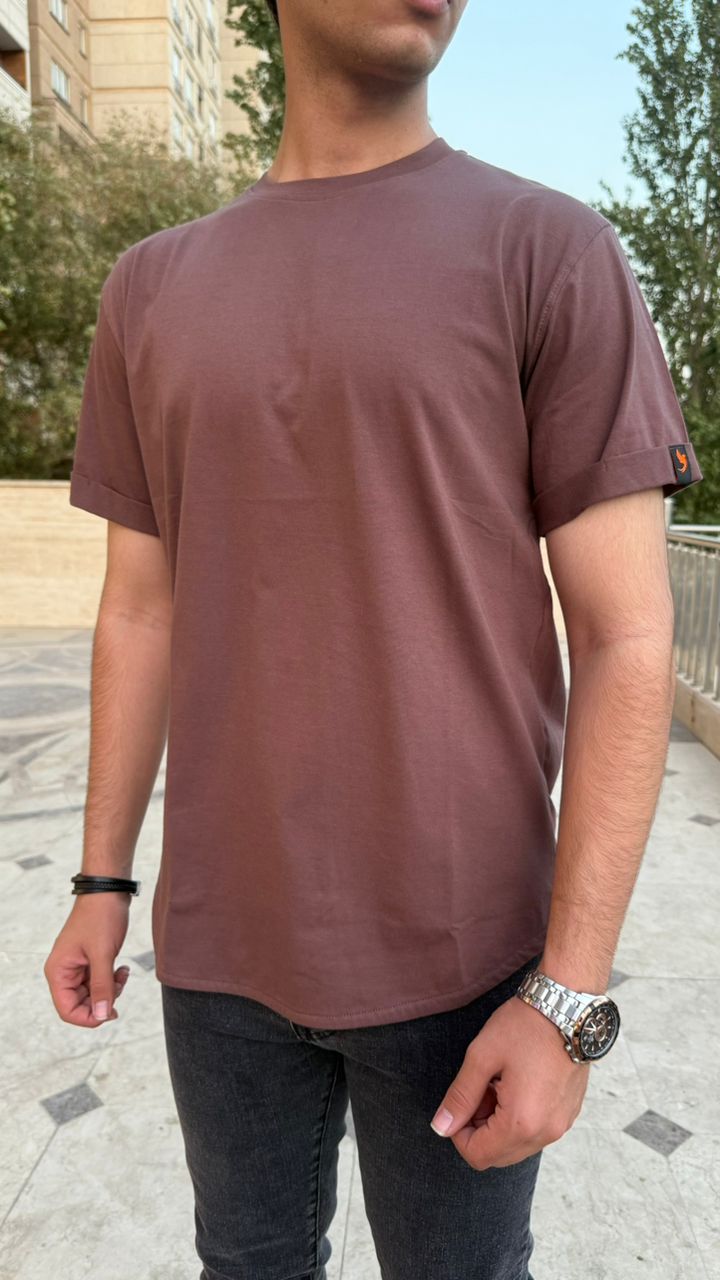 تیشرت تمام پنبه ساده موکا