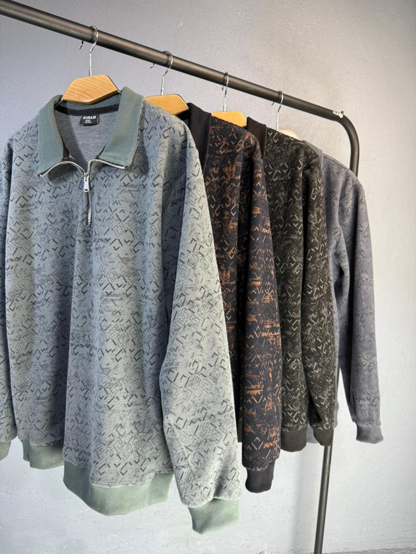 سلانیک مردانه نیمزیپ طرحدار