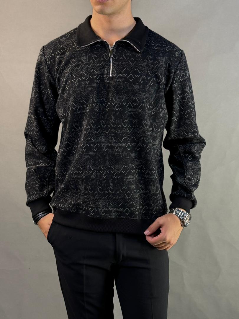 سلانیک مردانه نیمزیپ طرحدارمشکی